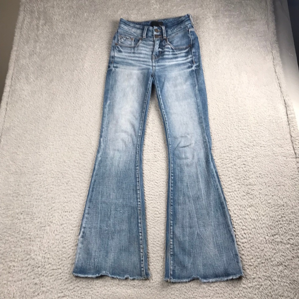 Buckle Black Flare Jeans Women 24 (26x31) Fit No 35 High Rise Raw Hem Stretch